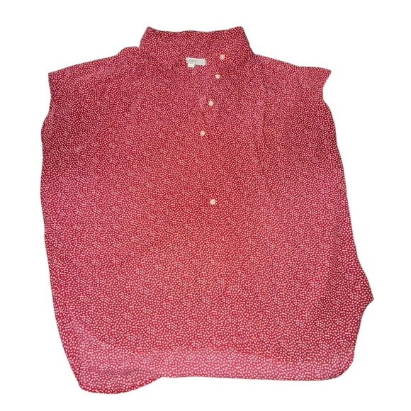 5/$25 LOFT Crimson and White Geometric Shirt - Picture 2 of 7
